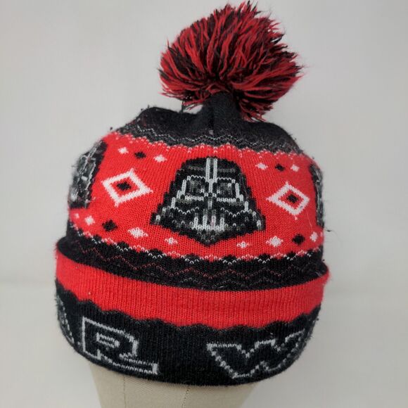 Star Wars Men's Knit Beanie Hat Cap Black Red One Size Acrylic - Picture 3 of 16